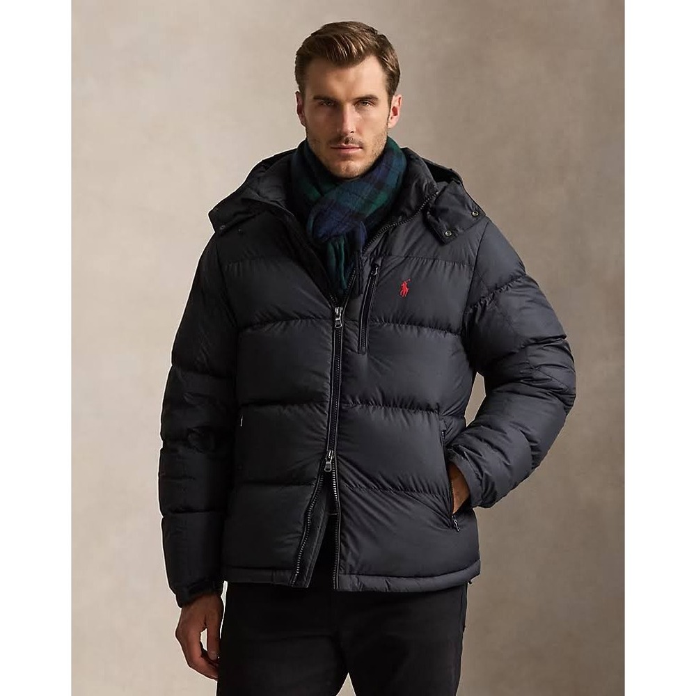 Mens Sz 4XB Polo Ralph Lauren The Gorham Down Puffer Jacket Hooded Zip Up Black